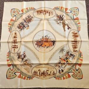 Hermes Carre 90 Cavaliers Peuls Silk Scarf With Box